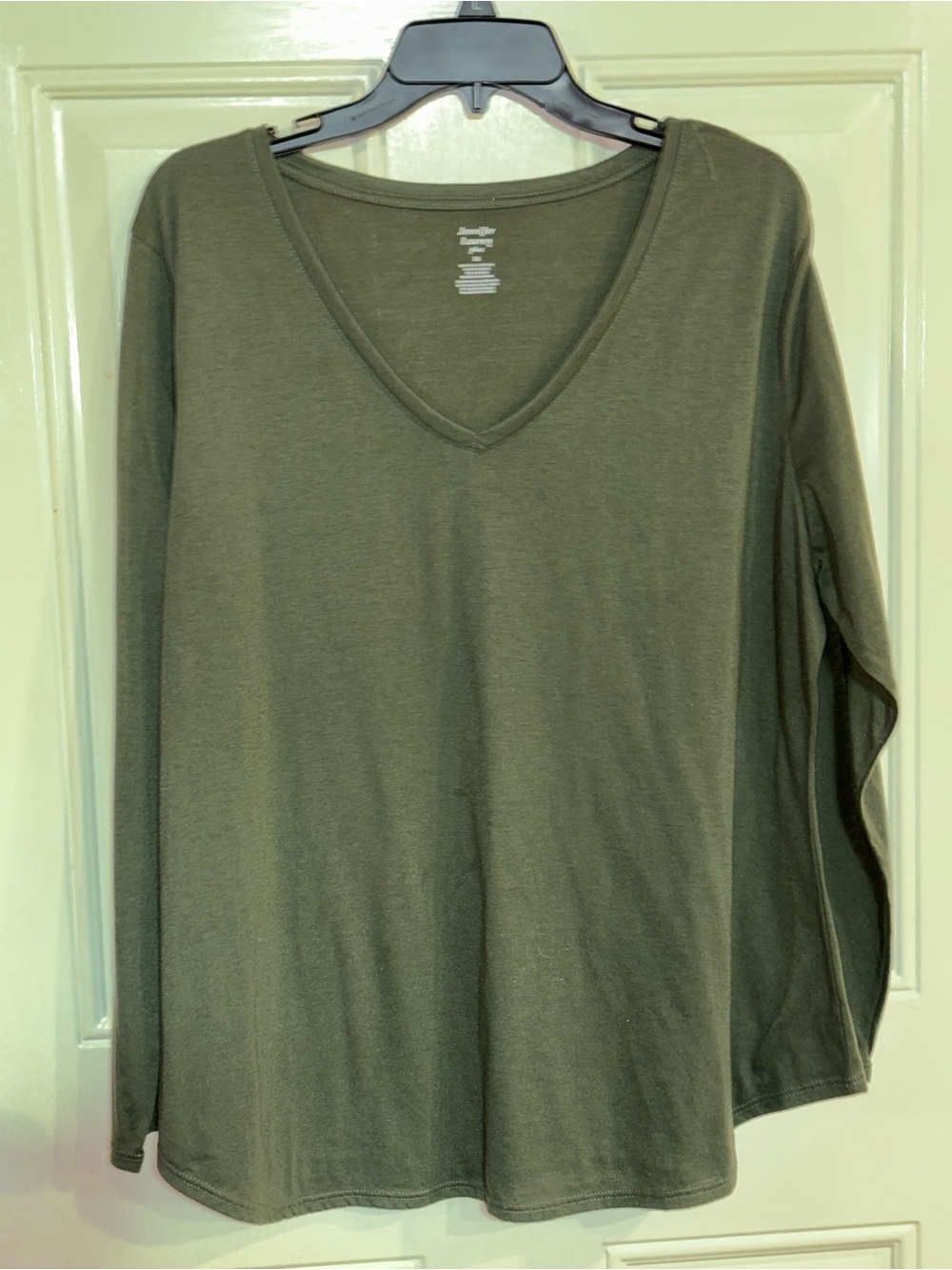 Women’s Olive V-Neck Long Sleeve Tee by Unknown Brand